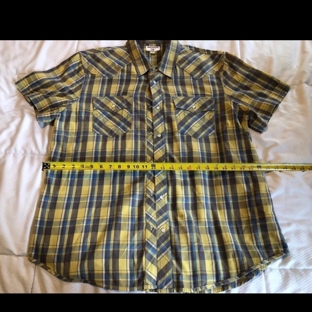 Vintage True Religion Multicolor Check Short‎ Sleeve Western Shirt Men size 2XL